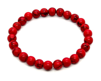Ignite Your Inner Strength: Red Howlite Stretch Bracelet - Gemini Birthstone - Root Chakra Bracelet