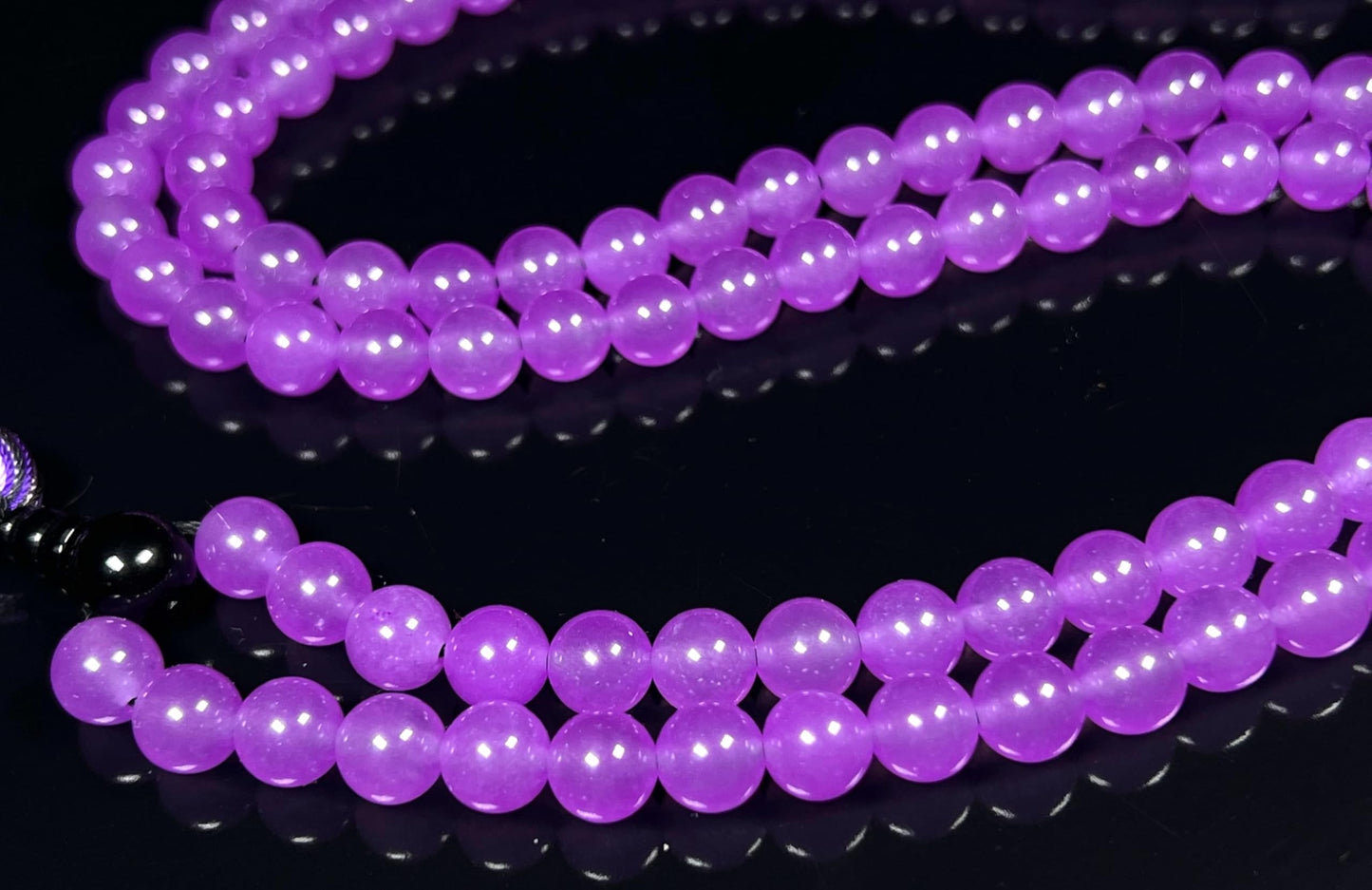 Handmade Agate Mala Beads Necklace with Black Onyx Guru Bead – 108 Beads – 8mm – Multicolor Options – Chakra Balancing & Zodiac Birthstone – Meditation Jewelry