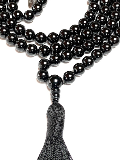 AWAKEN YOUR KUNDALINI Black Tourmaline Mala Necklace - Protection & Inner Peace - Scorpio Birthstone & Root Chakra