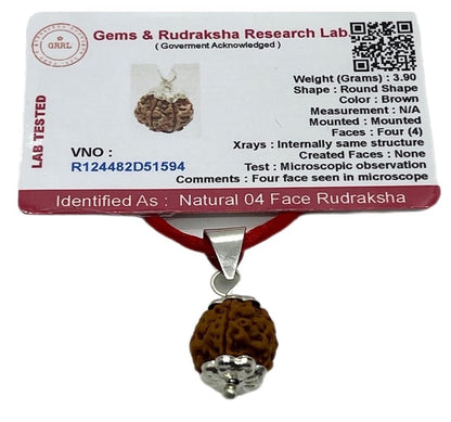 Embrace Stability & Grounding: Handmade Certified 4 Mukhi Rudraksha Pendant Necklace - Root Chakra Harmony