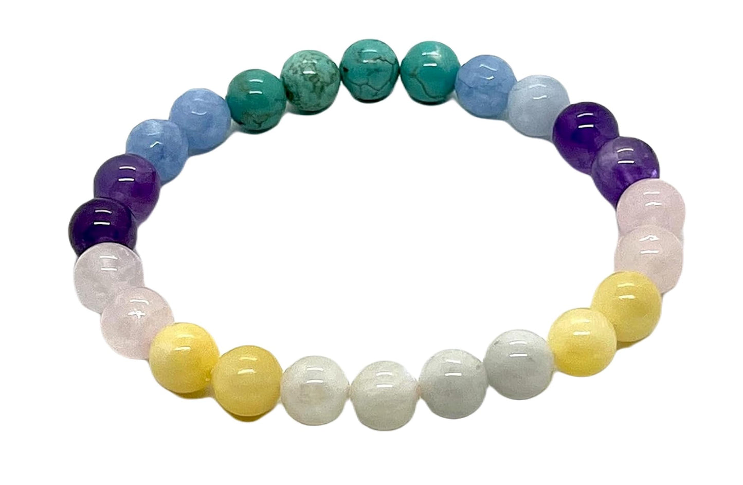 Pisces Birthstone Bracelet - Zodiac Sun Sign Gemstone Beaded Stretch Wristband