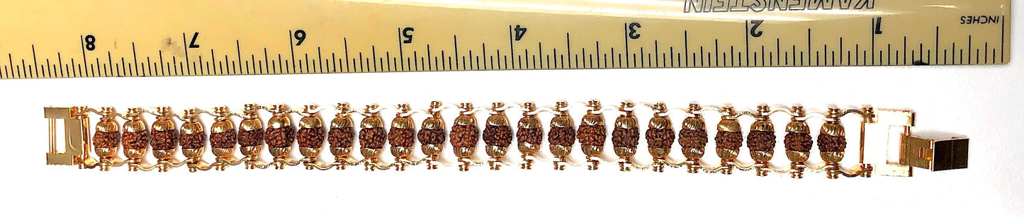 Handmade Rudraksha Beads Bracelet - Chain Link Bracelet – 6-7 mm Bead Size - Brass