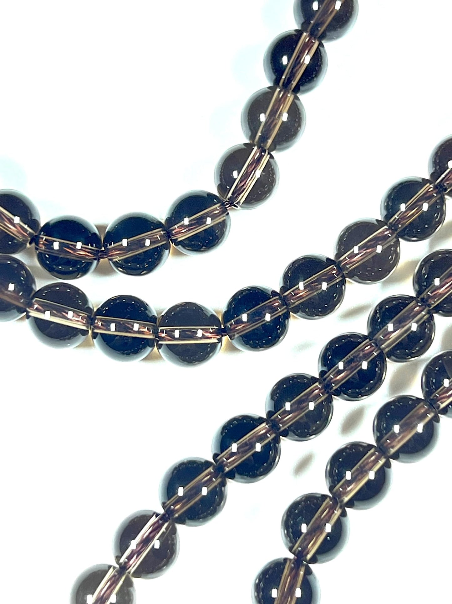 Handmade Smoky Quartz Mala Beads Necklace | 6mm & 8mm 108 Beads | Hand-Knotted Spiritual Energy Beads | Capricorn Birthstone & Root Chakra Connection