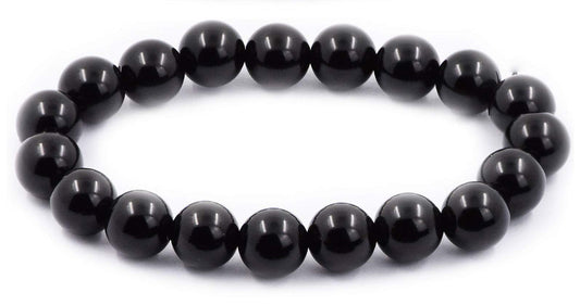 AWAKEN YOUR KUNDALINI Grounded Black Onyx Stretch Bracelet, Root Chakra, Capricorn Birthstone, 8mm Beads