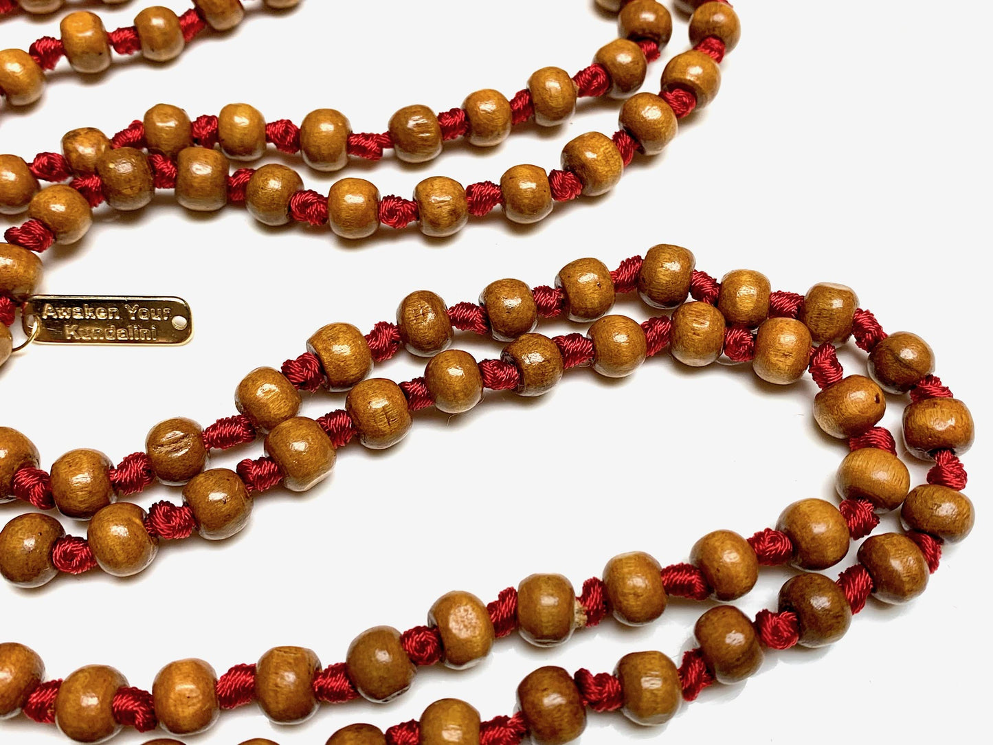 Awaken Your Kundalini Tulsi mala beads necklace hand knotted mala holy basil beads 8 mm 108 Buddhist prayer beads 7 Chakra mala colors - w/Velvet mala pouch (FIRST ROOT CHAKRA)