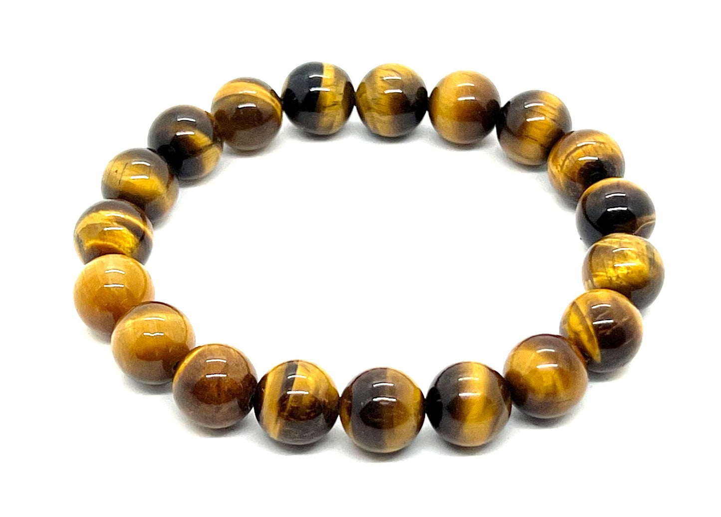 AWAKEN YOUR KUNDALINI Grounding Tiger's Eye Stitch Bracelet, Solar Plexus Chakra, Leo Birthstone, 10mm Beads