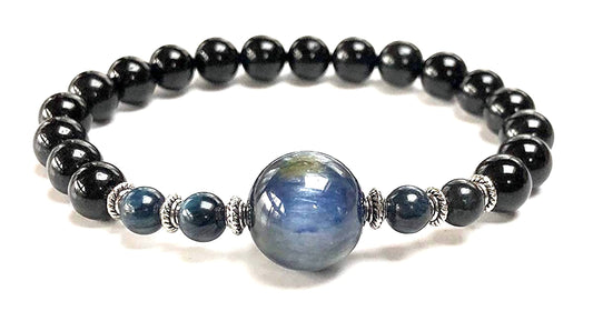 Black Tourmaline & Kyanite Stretch Bracelet | VESTA & ALIGN Collection