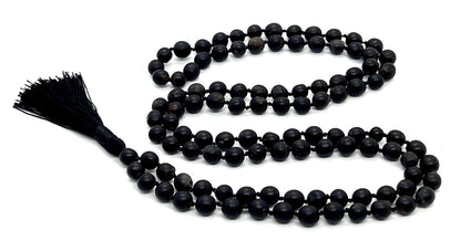 Hand Knotted Black Vijayanti Vaijayanti Mala Necklace with 6-7mm Beads - Virgo Sun Sign, Root Chakra Alignment - Protection, Victory Mala
