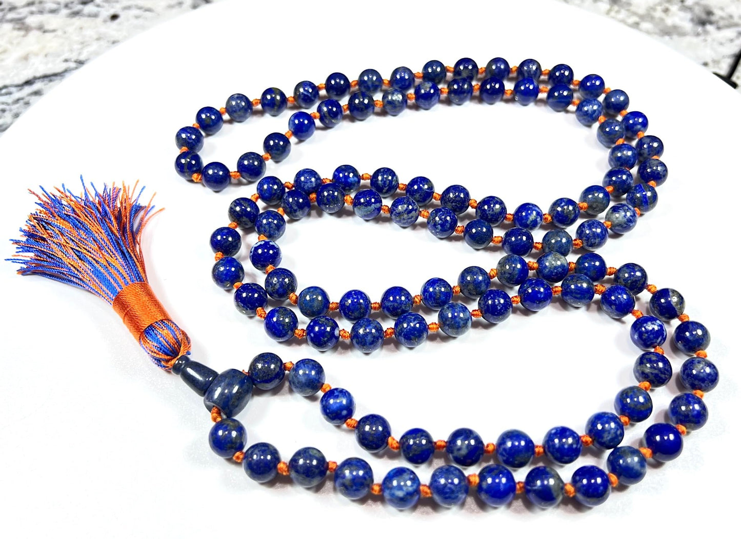Unleash Your Inner Wisdom - Lapis Lazuli Mala Necklace (10mm 108 Beads, December Birthstone, Sagittarius Gemstone, Throat Chakra)