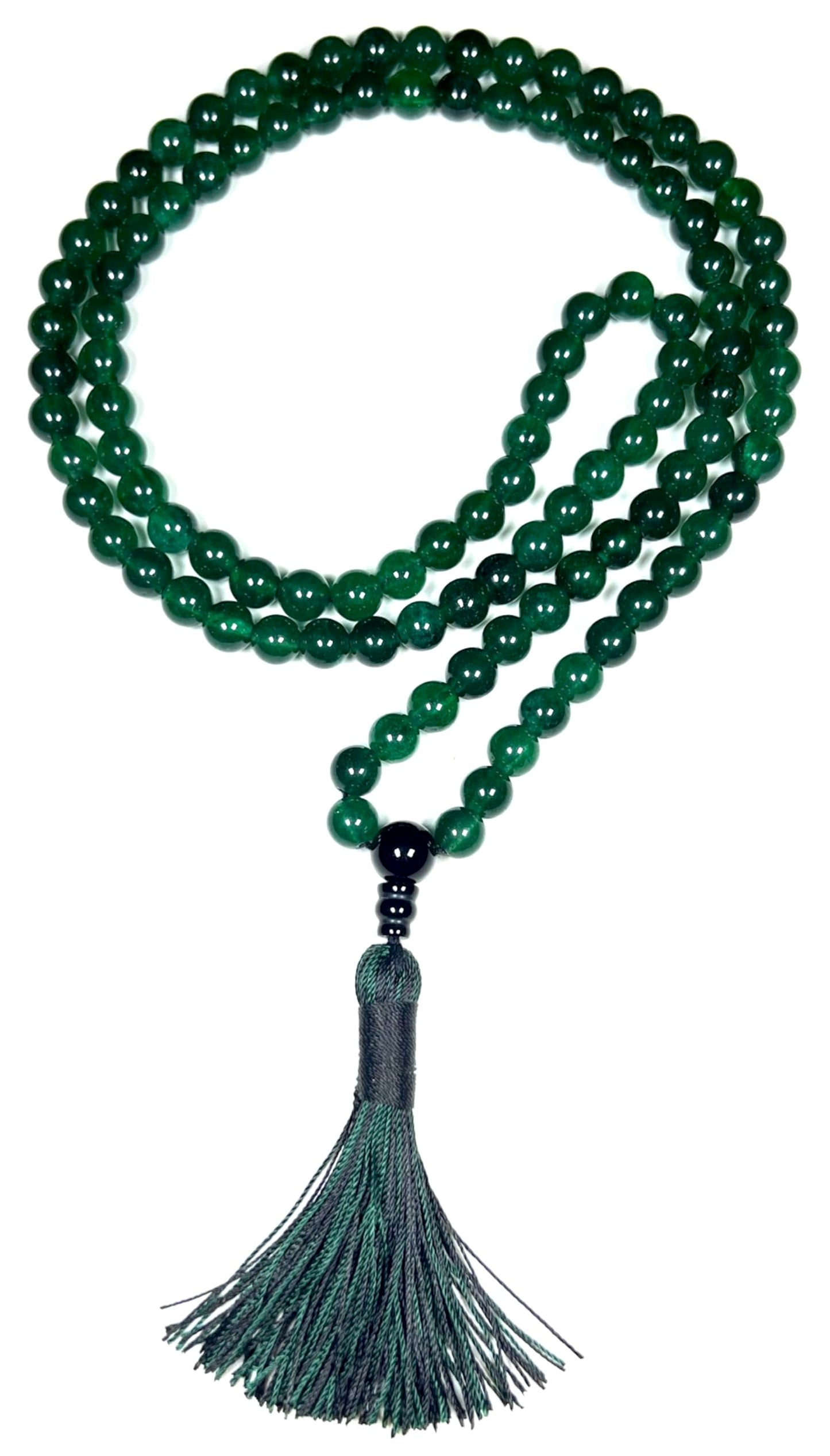 Handmade Agate Mala Beads Necklace with Black Onyx Guru Bead – 108 Beads – 8mm – Multicolor Options – Chakra Balancing & Zodiac Birthstone – Meditation Jewelry