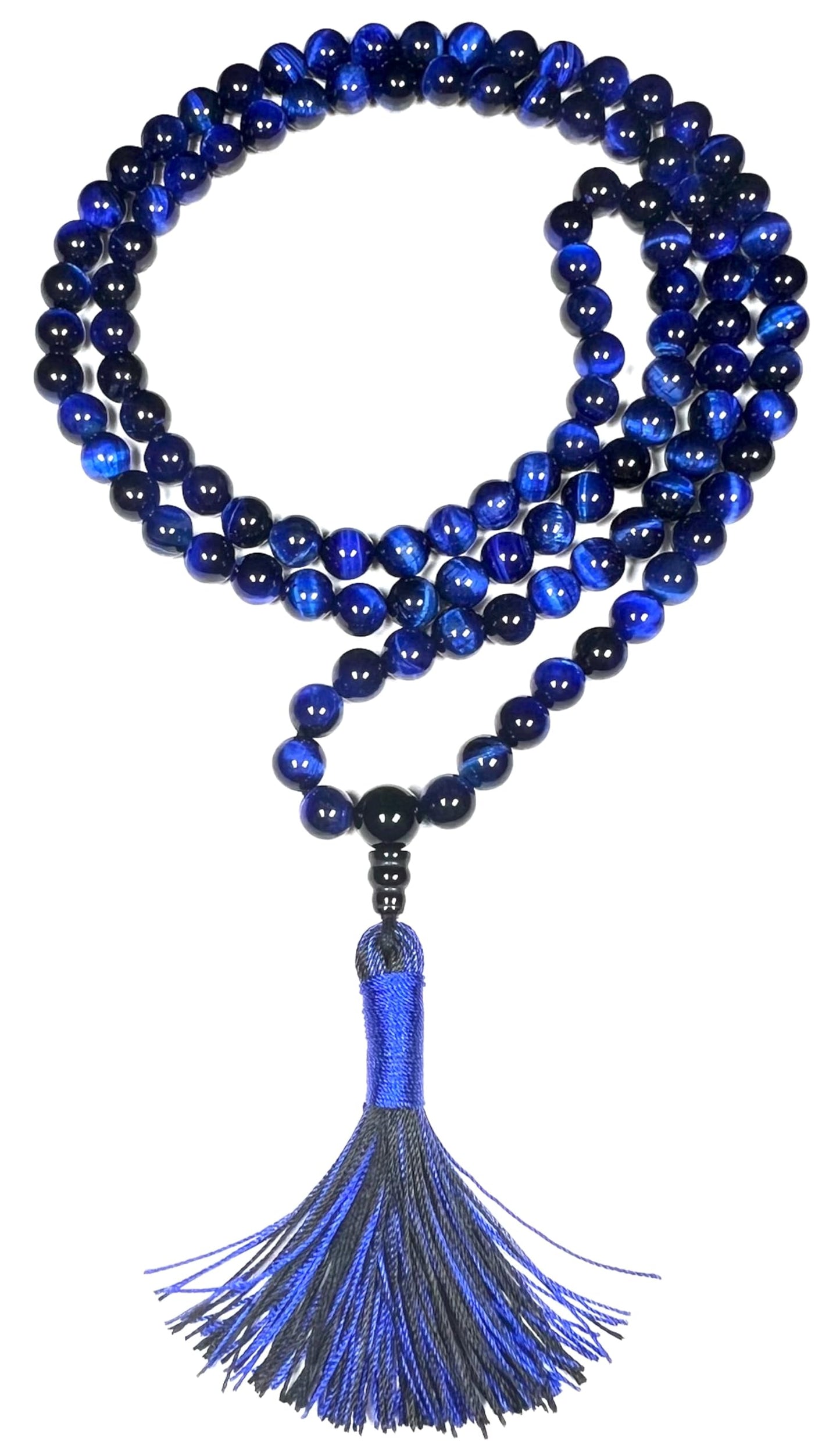 Handmade Tiger's Eye Mala Beads Necklace – 8mm 108 Beads – Multicolor Options – Solar Plexus Chakra & Zodiac Birthstones – Meditation Jewelry