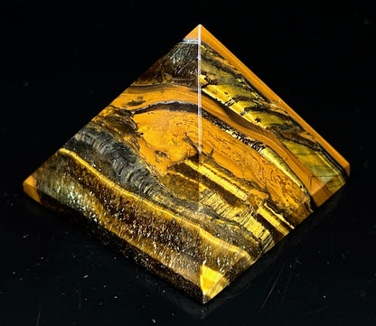 Tiger’s Eye Crystal Pyramid | 2-Inch Power Stone | TATTVA & SOLAR PLEXUS Collection