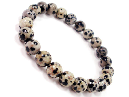 Dalmatian Jasper Stretch Bracelet - Aries Birthstone Bracelet - Root Chakra Bracelet