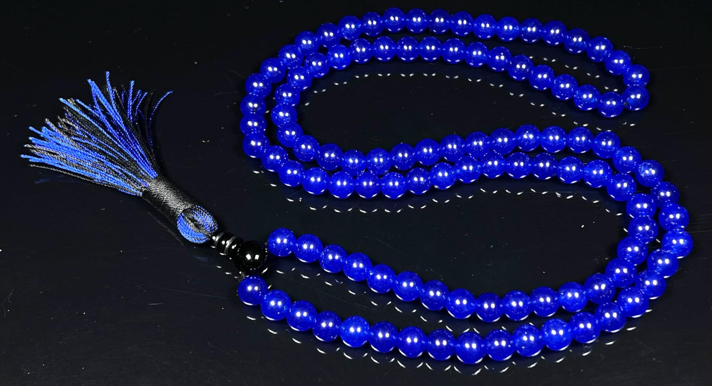 Handmade Agate Mala Beads Necklace with Black Onyx Guru Bead – 108 Beads – 8mm – Multicolor Options – Chakra Balancing & Zodiac Birthstone – Meditation Jewelry