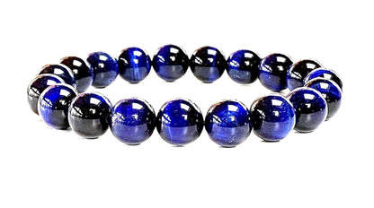 Channel Inner Strength & Protection: Blue Tiger's Eye Stretch Bracelet (10mm Beads) - Capricorn Birthstone & Throat Chakra Balance