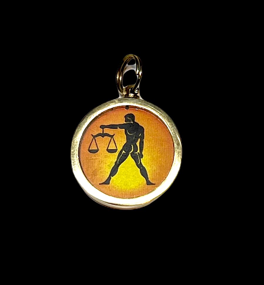 Zodiac Constellation Pendant Necklace - Sun Sign Amulet - Rashi Yantra Pendant - 1 Inch Brass Pendant with Zodiac Yantra