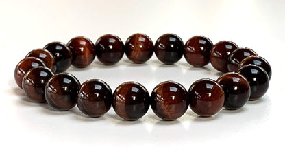 AWAKEN YOUR KUNDALINI Red Tiger's Eye Stretch Bracelet, 10mm Beads, Gemini Birthstone, Root Chakra