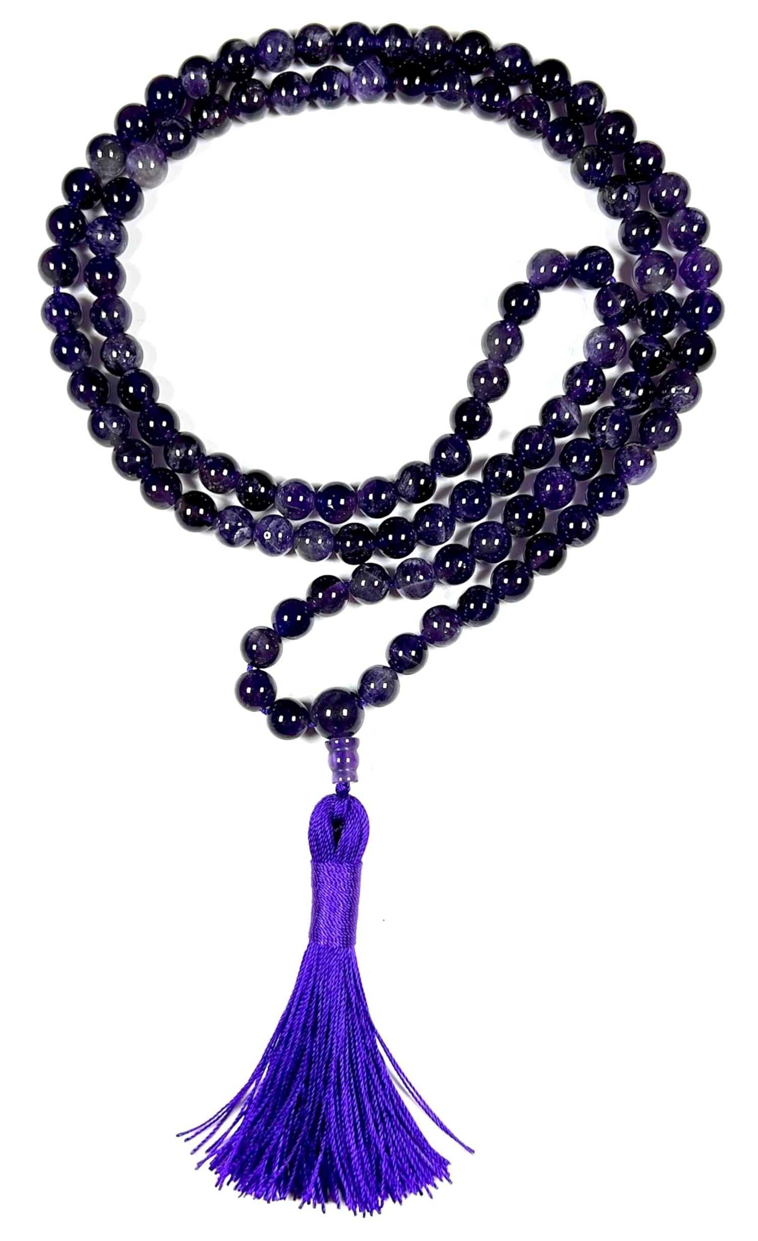 Natural Amethyst Mala Necklace 108 Beads Hand-Knotted 8mm SOMA Collection Crown Chakra Healing Meditation Protection Spiritual Awakening Handmade USA AYK