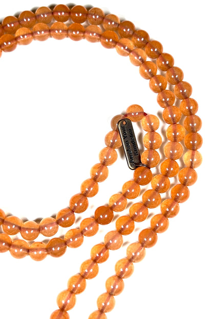 Orange Agate Mala Beads Necklace – 8mm, 108 Beads with Carnelian Guru Bead – Leo Birthstone & Sacral Chakra Energy Beads – Meditation & Yoga Prayer Mala