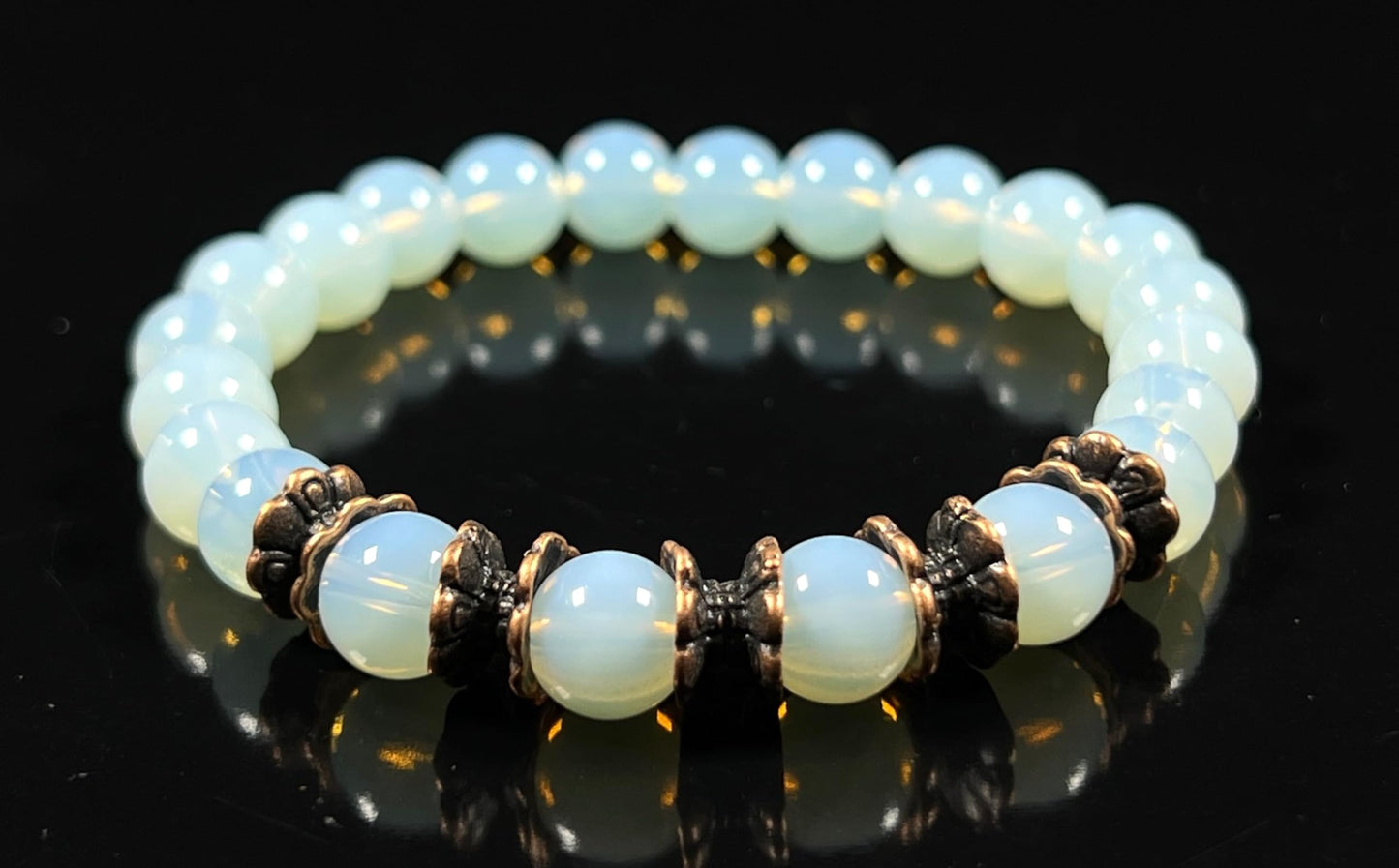 AWAKEN YOUR KUNDALINI Opal Opalite Stretch Bracelet, Birthstone for October, Libra & Scorpio Sun Sign, Crown Chakra