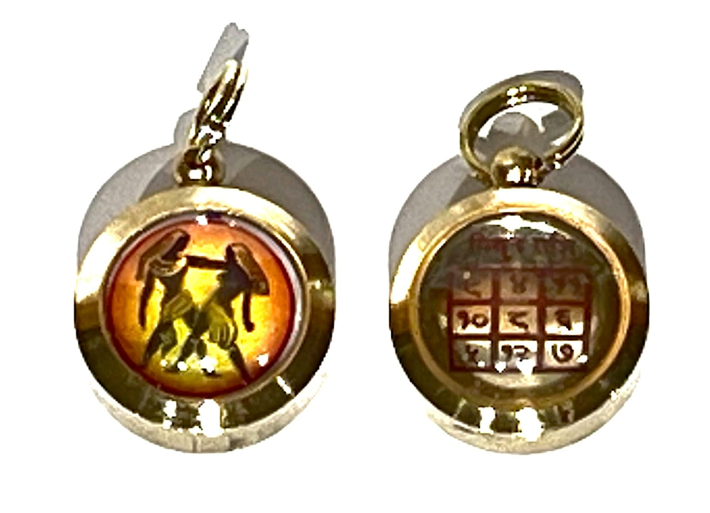 Zodiac Constellation Pendant Necklace - Sun Sign Amulet - Rashi Yantra Pendant - 3/4 Inch Brass Pendant with Zodiac Yantra
