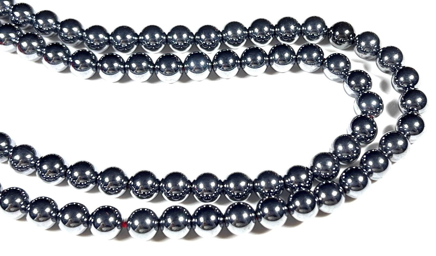 Terahertz Mala Beads Necklace | 8mm 108 Beads | Energy & Focus | Aquarius Birthstone | Root Chakra Alignment