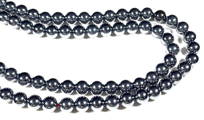 Terahertz Mala Beads Necklace | 8mm 108 Beads | Energy & Focus | Aquarius Birthstone | Root Chakra Alignment