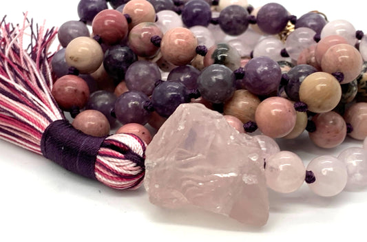 LUCEM Charoite Mala Necklace | Heart Healing & Spiritual Growth | Heart Chakra | February Birthstone