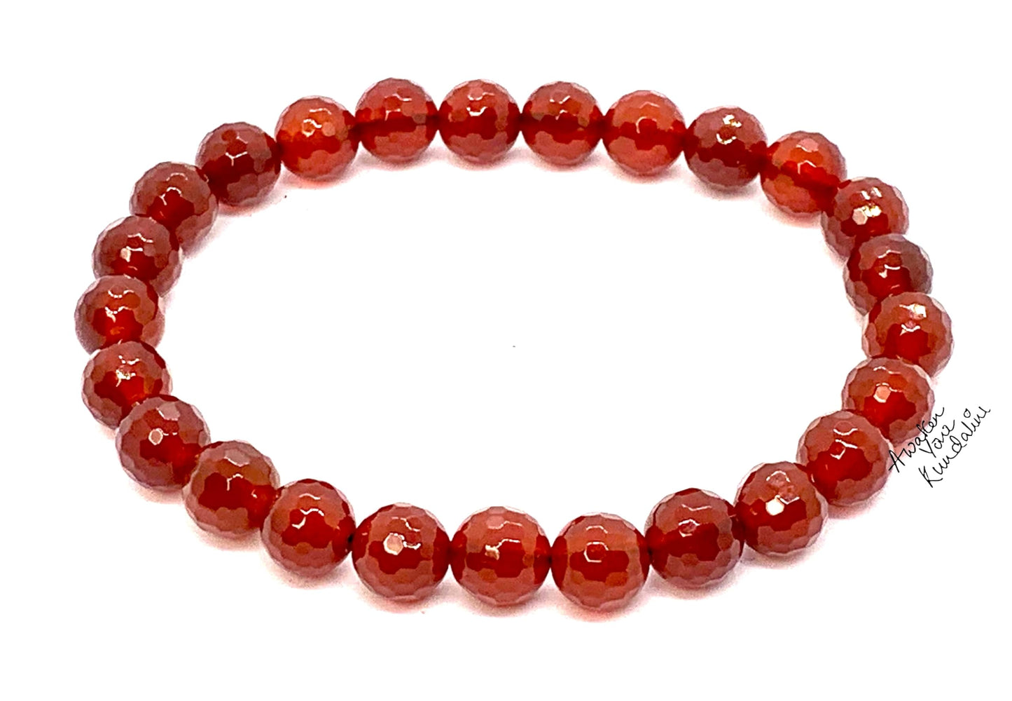 Red Carnelian Stretch Bracelet – 8mm Beads – AAA Grade Faceted – Sacral Chakra & Leo Birthstone – Meditation Jewelry