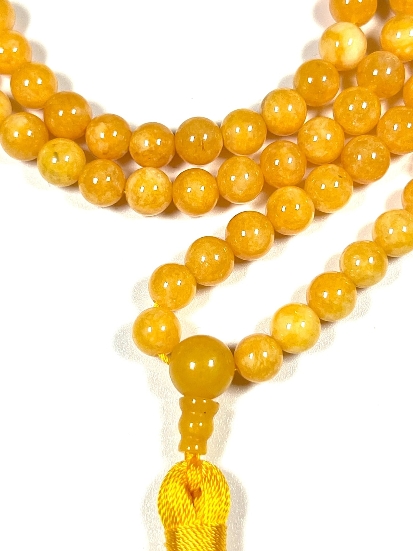 Handmade 8mm Yellow Calcite Mala Beads Necklace – 108 Beads – Leo Birthstone – Solar Plexus Chakra