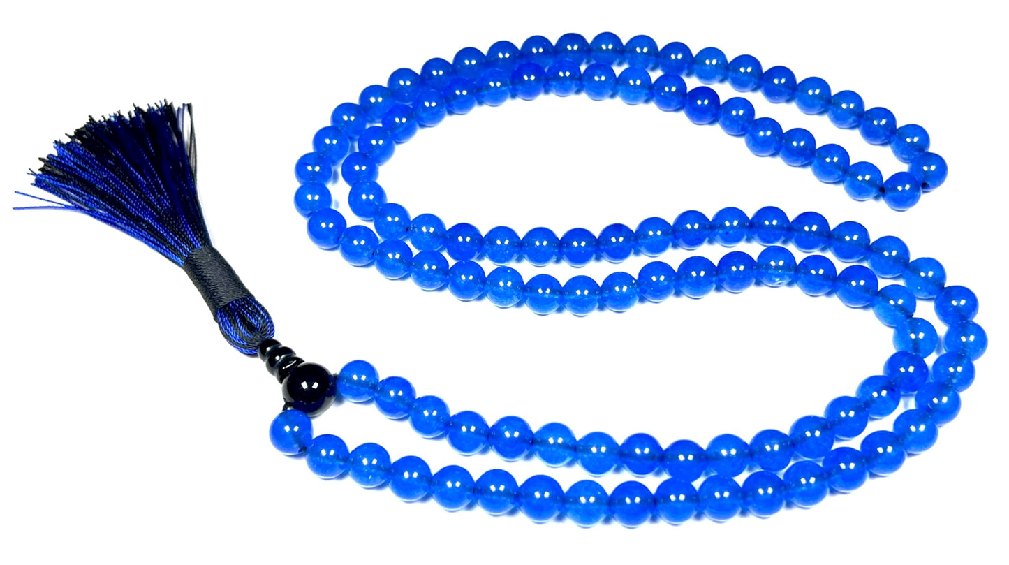 Handmade Agate Mala Beads Necklace with Black Onyx Guru Bead – 108 Beads – 8mm – Multicolor Options – Chakra Balancing & Zodiac Birthstone – Meditation Jewelry