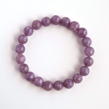 AWAKEN YOUR KUNDALINI Lepidolite Stretch Bracelet with 8mm Beads, Wrist Size 7.5 inches, Birthstone for Libra, Astrological Sign: Pisces, Third Eye Chakra Bracelet