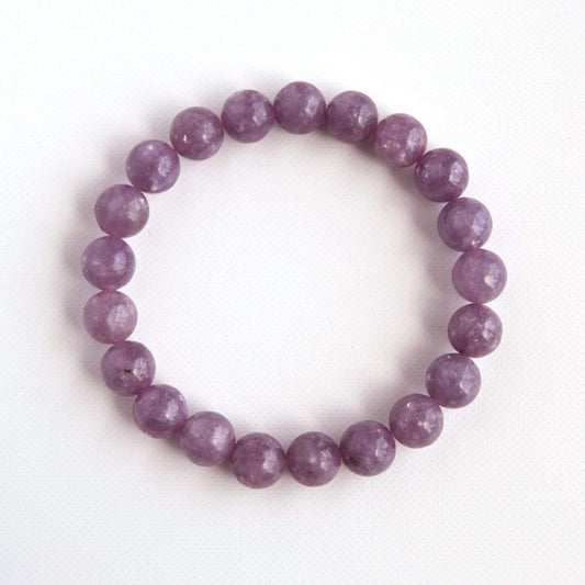 AWAKEN YOUR KUNDALINI Lepidolite Stretch Bracelet with 8mm Beads, Wrist Size 7.5 inches, Birthstone for Libra, Astrological Sign: Pisces, Third Eye Chakra Bracelet