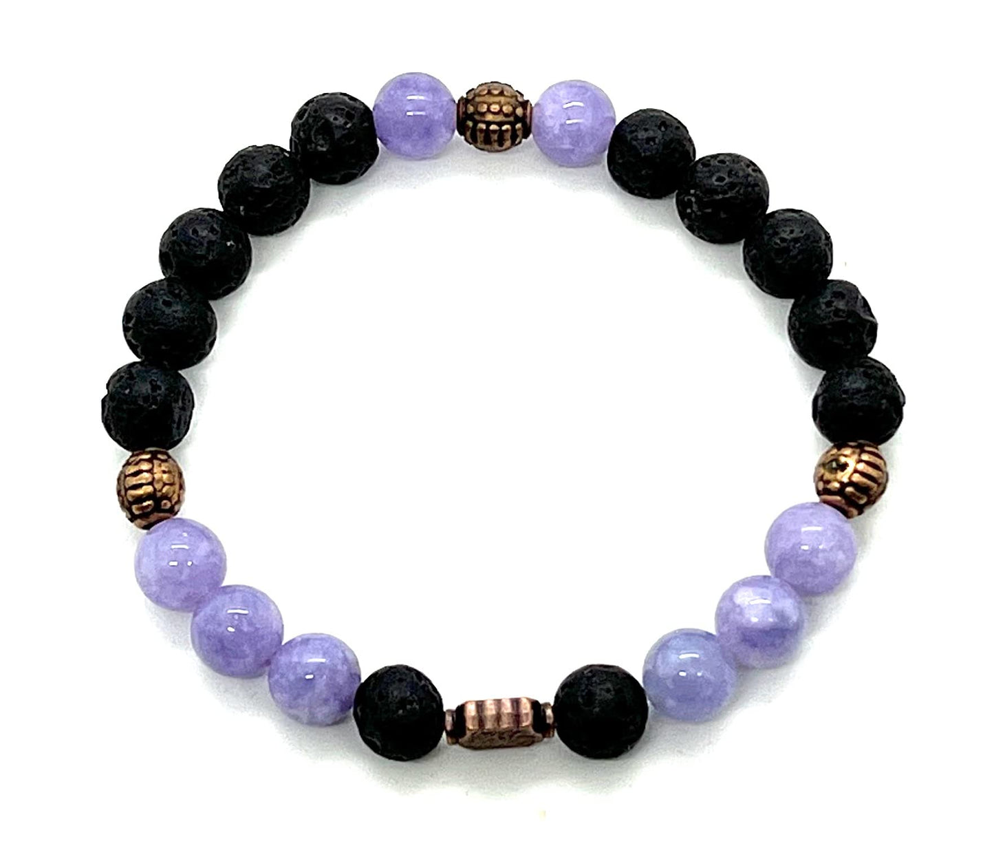 VULCAN Lava Rock & Blue Aventurine Bracelet | Handmade Stretch Design