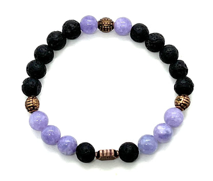 VULCAN Lava Rock & Blue Aventurine Bracelet | Handmade Stretch Design
