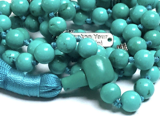 Natural Turquoise Gemstone Mala Necklace, Boho Style, Handmade Jewelry, Healing Properties, Communication