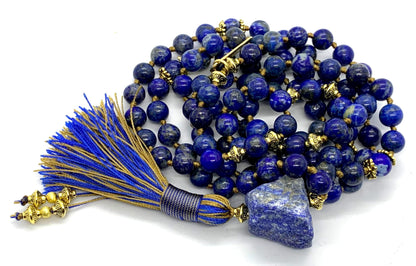 Lapis Lazuli Mala Necklace | 108 Beads Hand-Knotted | SATYA Collection