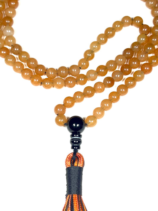 Yellow Jade Mala Beads Necklace – 6mm 108 Beads – Solar Plexus Chakra & Leo Birthstone – Spiritual Jewelry
