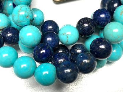 Elevate Your Spirit with Our Stunning Lapis Lazuli and Turquoise Mala Beads Necklace - Aquarius Birthstone - Sagittarius Astrological Sign - Throat & Third Eye Chakra Association