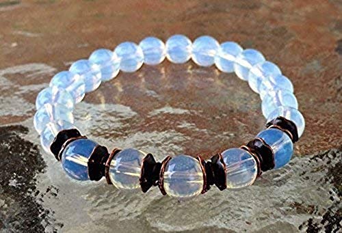 AWAKEN YOUR KUNDALINI Opal Opalite Stretch Bracelet, Birthstone for October, Libra & Scorpio Sun Sign, Crown Chakra