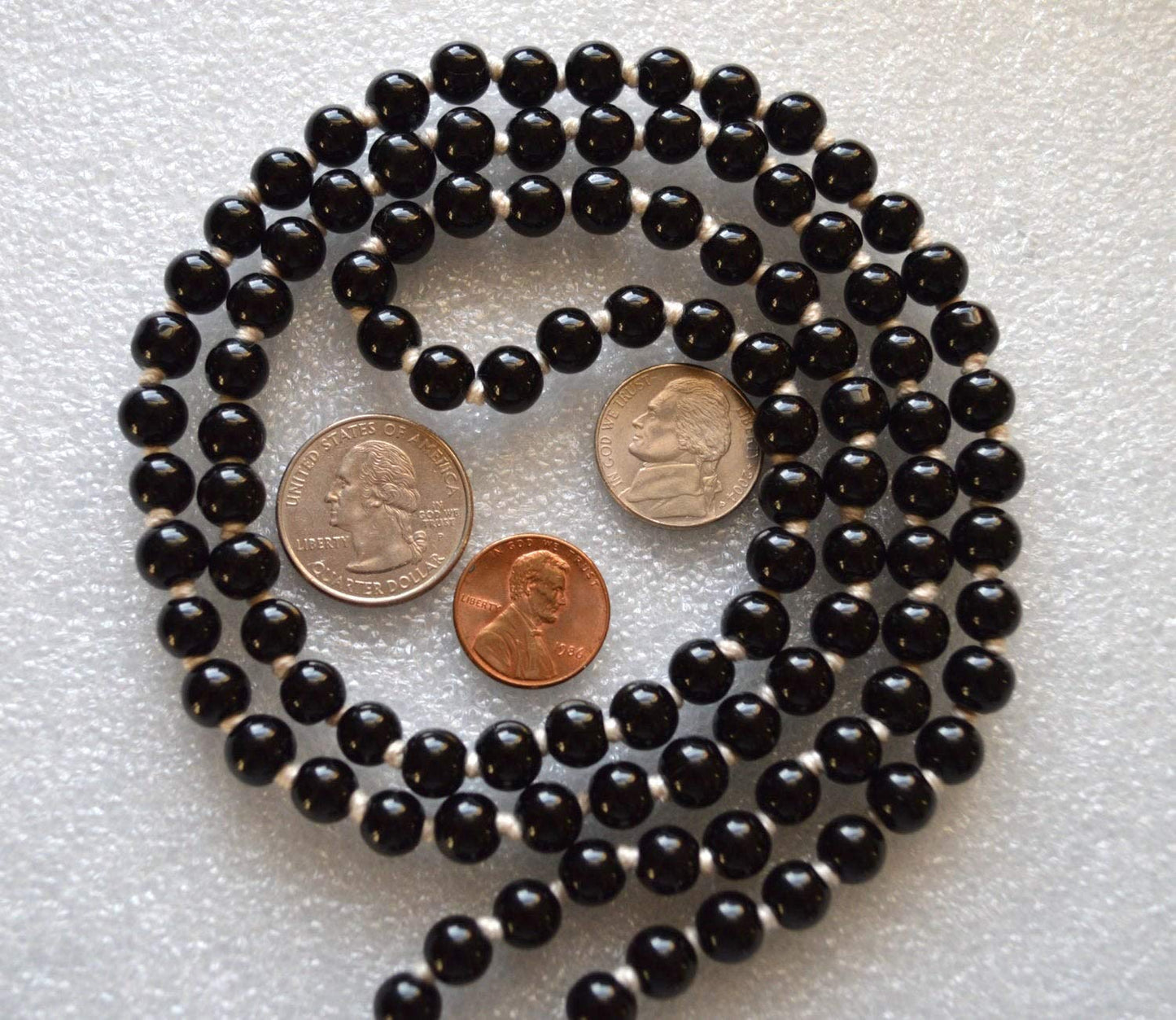 VESTA Black Tourmaline Mala Beads Necklace | Natural 108 Hand-Knotted Beads for Grounding, EMF Protection & Root Chakra Healing | Handmade in USA