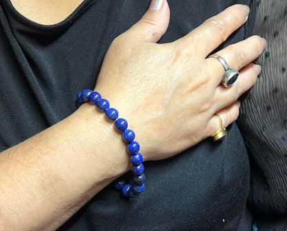 Blue Lapis Lazuli Stretch Bracelet - Throat Chakra Activation - Embrace Your Voice - 8mm Bead size