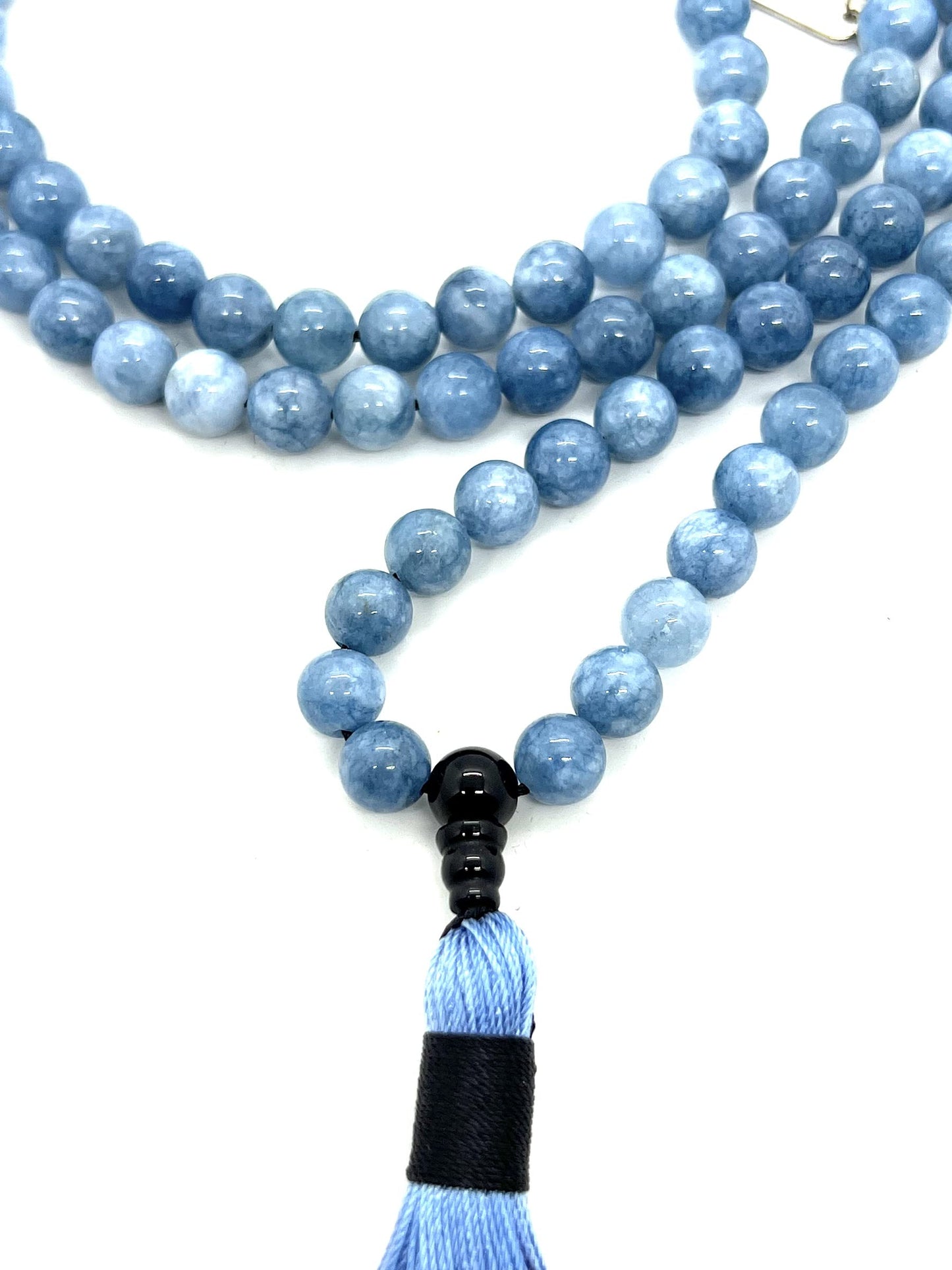 AERIS Blue Aventurine Mala Necklace | Clarity, Calm & Communication | Throat & Root Chakra | Pisces Birthstone