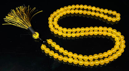 Handmade Agate Mala Beads Necklace with Black Onyx Guru Bead – 108 Beads – 8mm – Multicolor Options – Chakra Balancing & Zodiac Birthstone – Meditation Jewelry