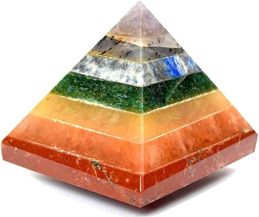 7 Chakra Crystal Pyramid | 2-Inch Energy Alignment Tool | TATTVA Collection