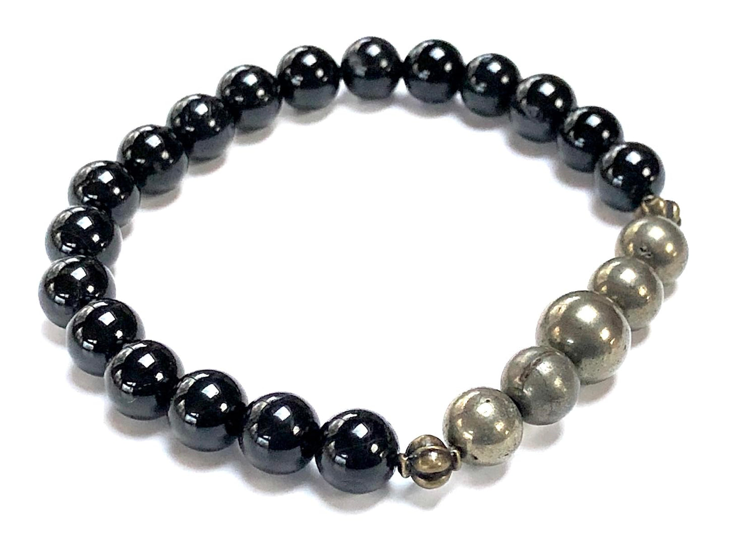 VESTA Black Tourmaline & Pyrite Stretch Bracelet | Grounding, Protection & Abundance | Root Chakra | Capricorn Birthstone | Handmade in USA