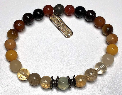 Manifest Your Dreams Bracelet | Citrine, Rutilated Quartz, Topaz, Prehnite, Jasper, Obsidian, Garnet, Pyrite, Miracle Tigereye | 8mm Beads | All Chakra Balance | Universal Birthstone