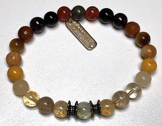 Manifest Your Dreams Bracelet | Citrine, Rutilated Quartz, Topaz, Prehnite, Jasper, Obsidian, Garnet, Pyrite, Miracle Tigereye | 8mm Beads | All Chakra Balance | Universal Birthstone