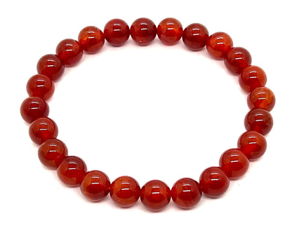 Handmade Dragon Vein Fire Agate Stretch Bracelet, 8mm Beads, 7.5 Inches - Gemini Birthstone, Sagittarius & Aries Gemstone, Root Chakra