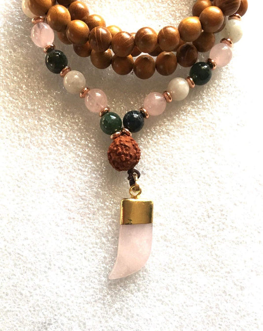 7 Chakra Wrap Mala Beads, 108 Wooden Mala Beads, Stretch Wrap Mala, Mala Necklace Without Tassel, Gemstone Wrap Mala